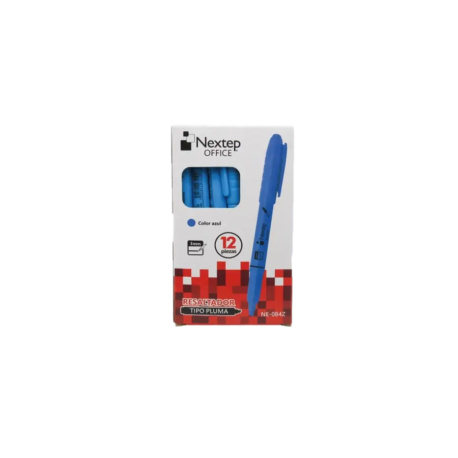 MARCADOR NEXTEP TIPO PLUMA CINCEL COLOR AZUL C/12PZAS NE-084Z