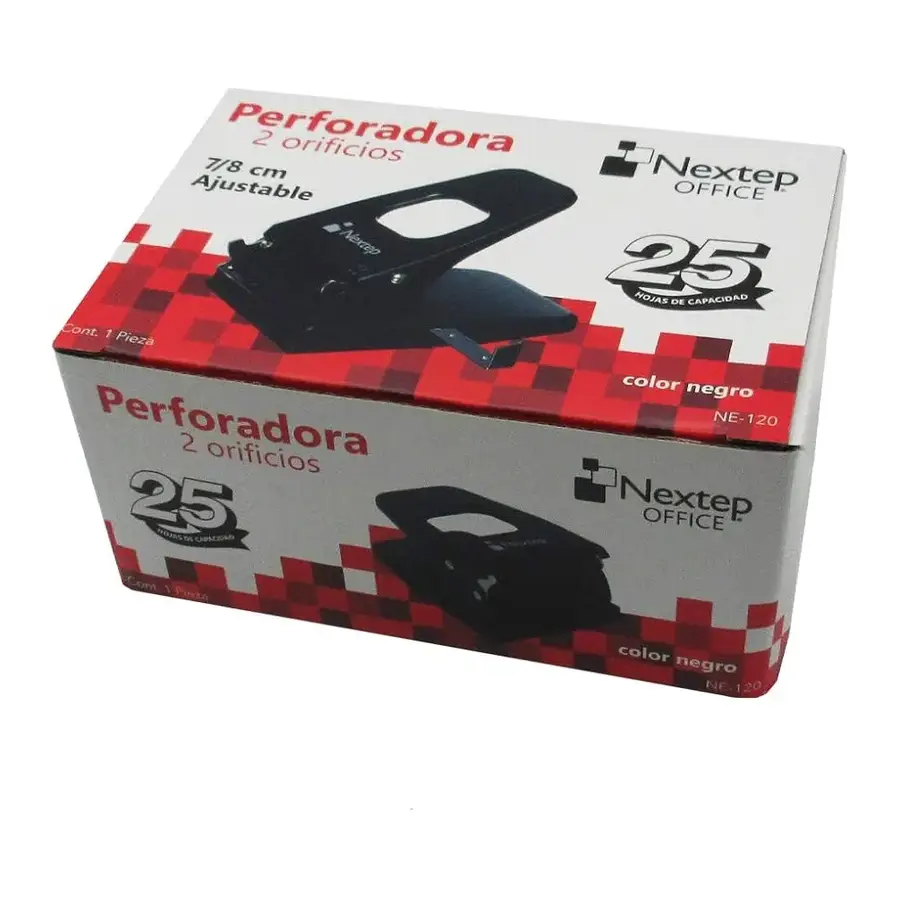 PERFORADORA NEXTEP CON 2 ORIFICIOS (7/8 CM CAPACIDAD 25 HOJAS) NEGRO, NE-120