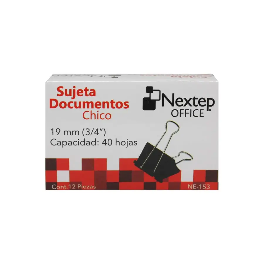 SUJETA DOCUMENTOS NEXTEP CHICO 19MM (3/4") 12 PZAS