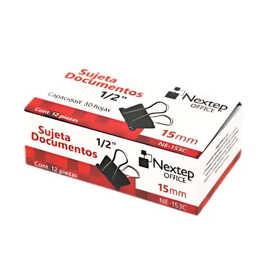 SUJETA DOCUMENTOS NEXTEP MINI 15MM (1/2") 12 PZAS NE-153C