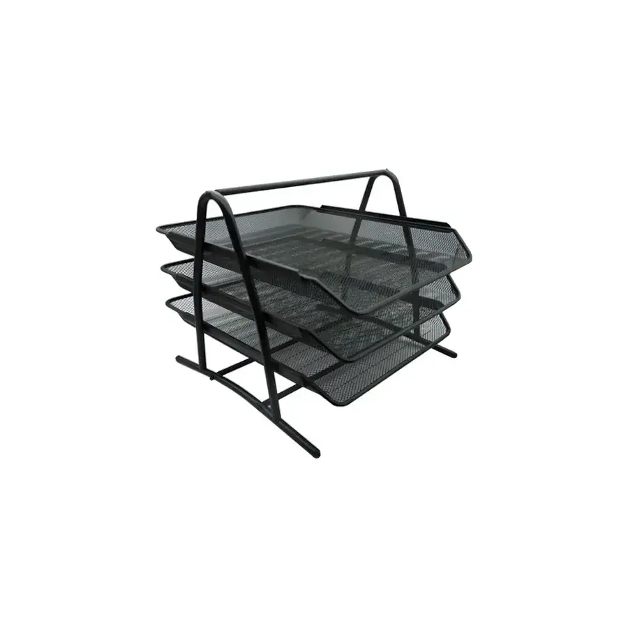 CHAROLA ORGANIZADORA NEXTEP 3 NIVELES MALLA METALICA 3 NIVELES, TIPO OFICIO, COLOR NEGRO, NE-162
