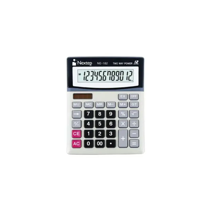 CALCULADORA NEXTEP, 12 DIGITOS, ESCRITORIO BATERIA SOLAR, INCLUYE BATERIA AA, MEDIDA 19CM X 15CM NE-182