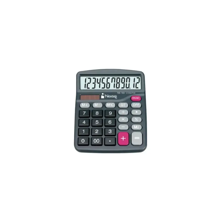 CALCULADORA NEXTEP, 12 DIGITOS, SEMI ESCRITORIO, BATERIA SOLAR, INCLUYE BATERIA AA MEDIDAS 15CM X 12CM NE-183