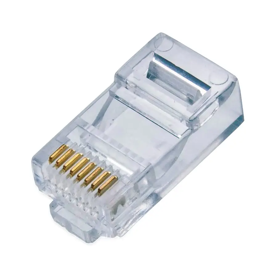 BOTE CON 100 PZAS DE PLUG RJ45 CAT5e QIAN NW5100 50 MICRAS