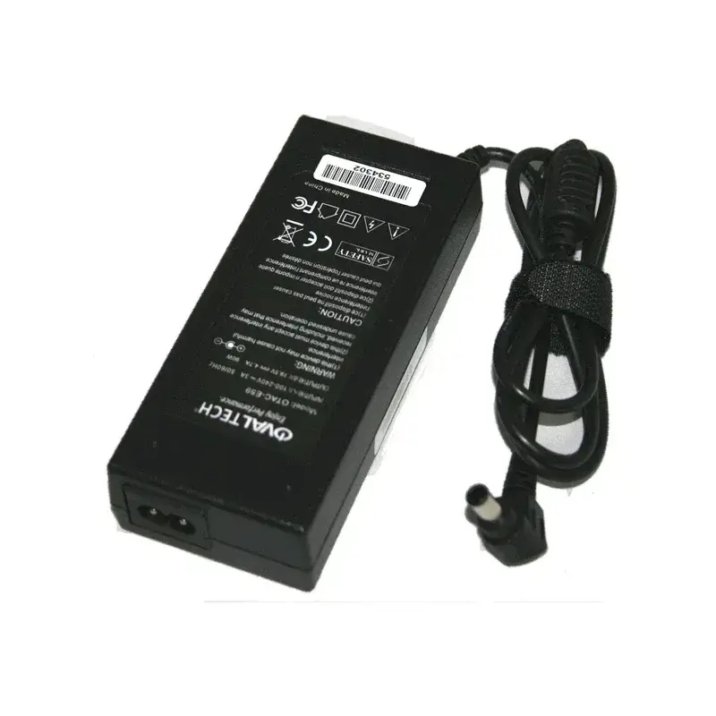 CARGADOR PARA LAPTOP OVALTECH OTAC E59 PUNTA DE 6.0 X 4.4 MM CON PIN CENTRAL 1 PUERTO USB 5V 2.1A NEGRO