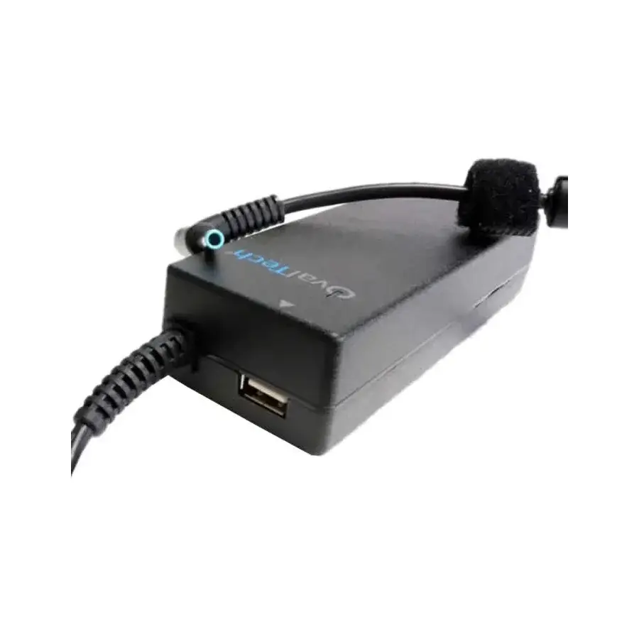 CARGADOR PARA LAPTOP OVALTECH OTAC E76 PUNTA AZUL DE 4.5 X 3.0 MM USB 2.0. NEGRO