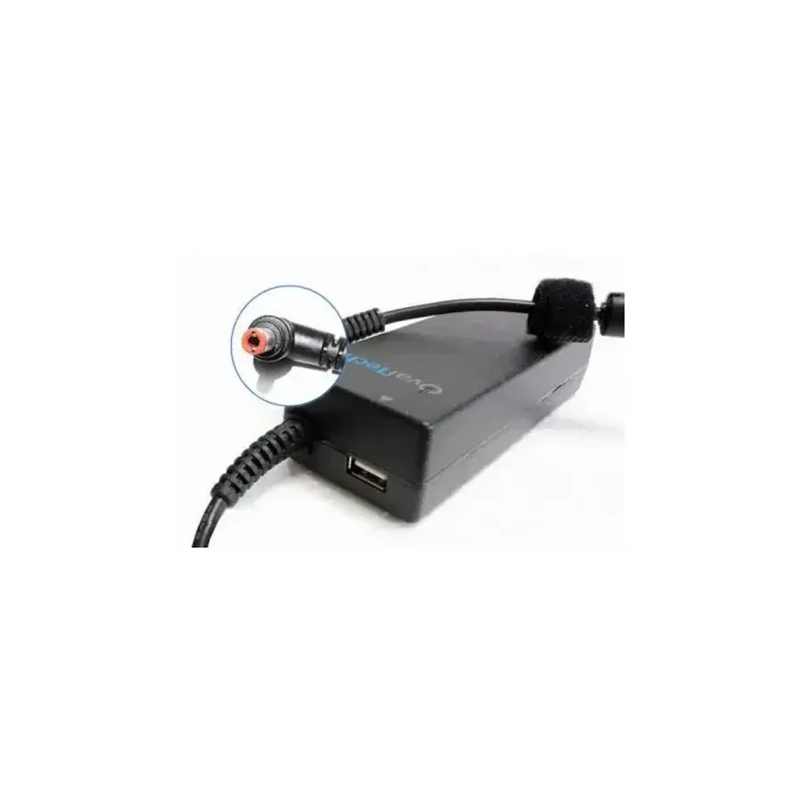 CARGADOR PARA LAPTOP OVALTECH OTAC E78 PUNTA DE 5.5 X 2.5 MM 1 PUERTO USB 2.0 NEGRO