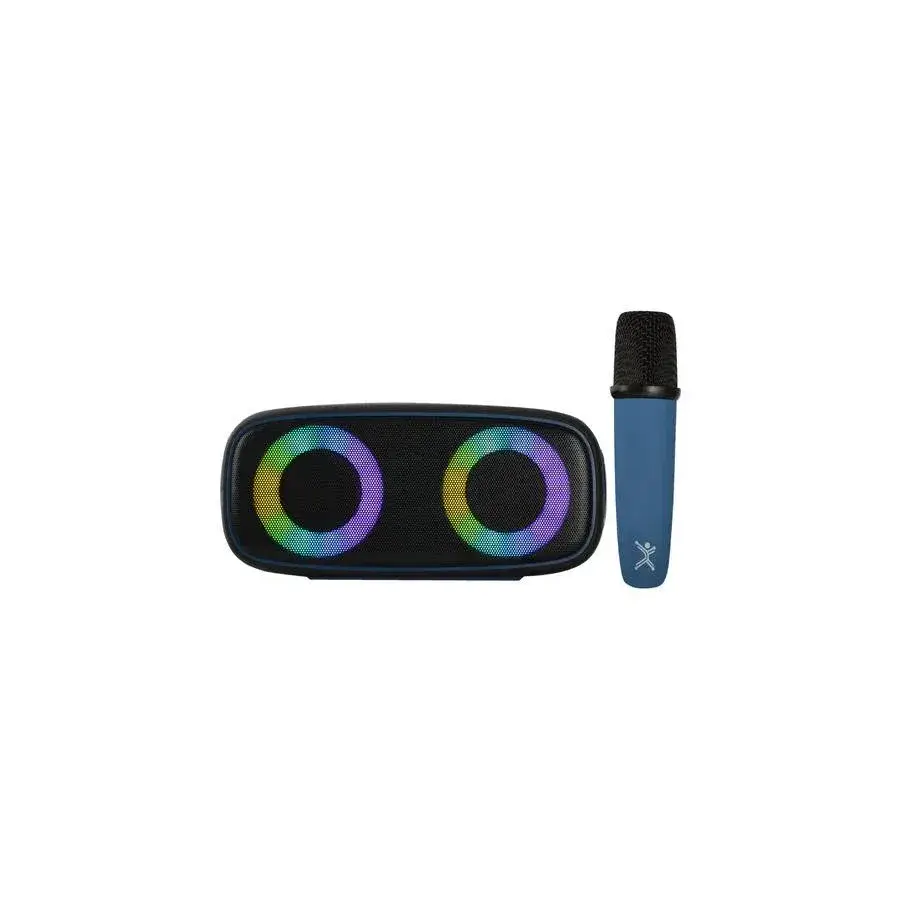 BOCINA PERFECT CHOICE PORTATIL OUTDOORS LITE BLUETOOTH INALAMBRICO 16W RMS USB C NEGRO/AZUL INCLUYE MICROFONO
