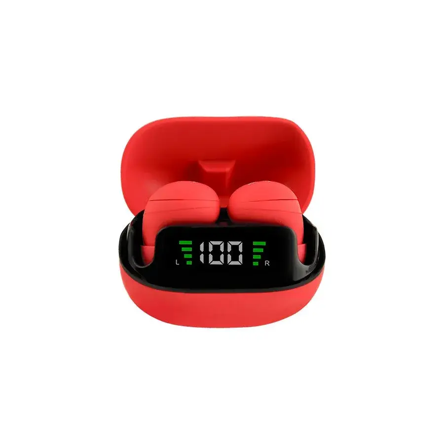 AUDIFONOS PERFECT CHOICE INTRAURICULARES CON MICROFONO TWS MINI TINY BEATS INALAMBRICO BLUETOOTH USB C ROJO