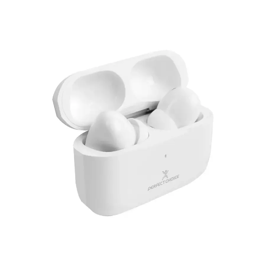 AUDIFONOS PERFECT CHOICE INTRAURICULARES CON MICROFONO PC 117193 INALAMBRICO BLUETOOTH BLANCO