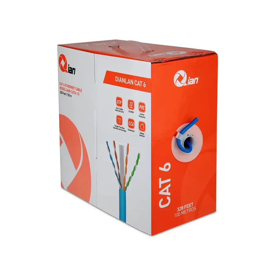 BOBINA UTP  QIAN 305MTS /  CAT6  / INTERIOR / AZUL / 23 AWG / QGR-NC006