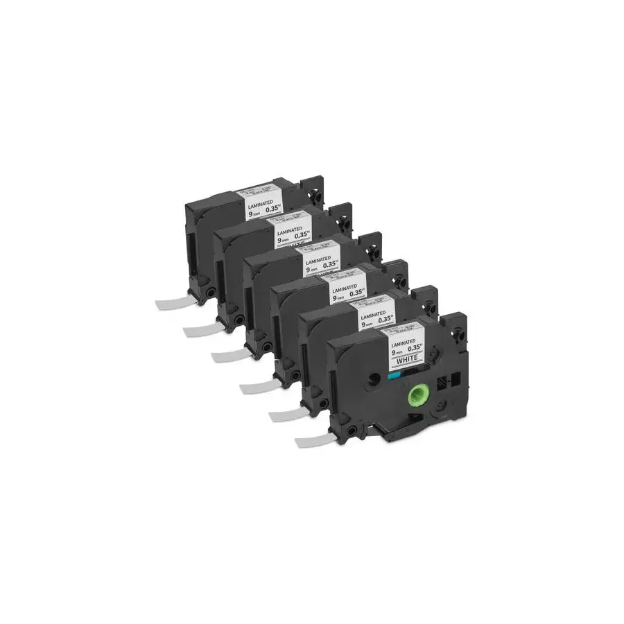 CINTA DE ETIQUETAS LAMINADA QIAN (6 PACK) NEGRO/ BLANCO QZE-221