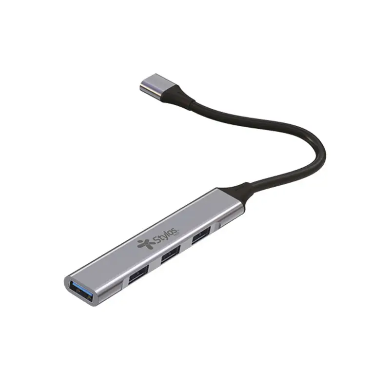 HUB MULTIPUERTO STYLOS 4 EN 1 USB-C A 3 PUERTOS USB 2.0 GRIS STCBHUB42G
