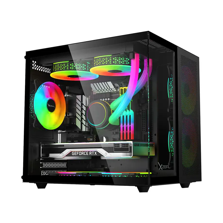 GABINETE XZEAL CUBO M-ATX/ITX NEGRO 3 VENTILADORES ARGB XZGAMC1B